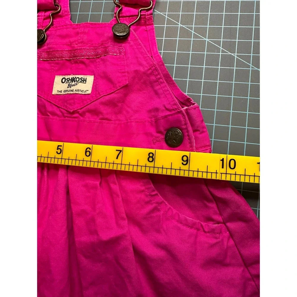 OshKosh Bgosh Pink Jean Overall Romper Jumper Dress 3M Fuchsia Vestbak
